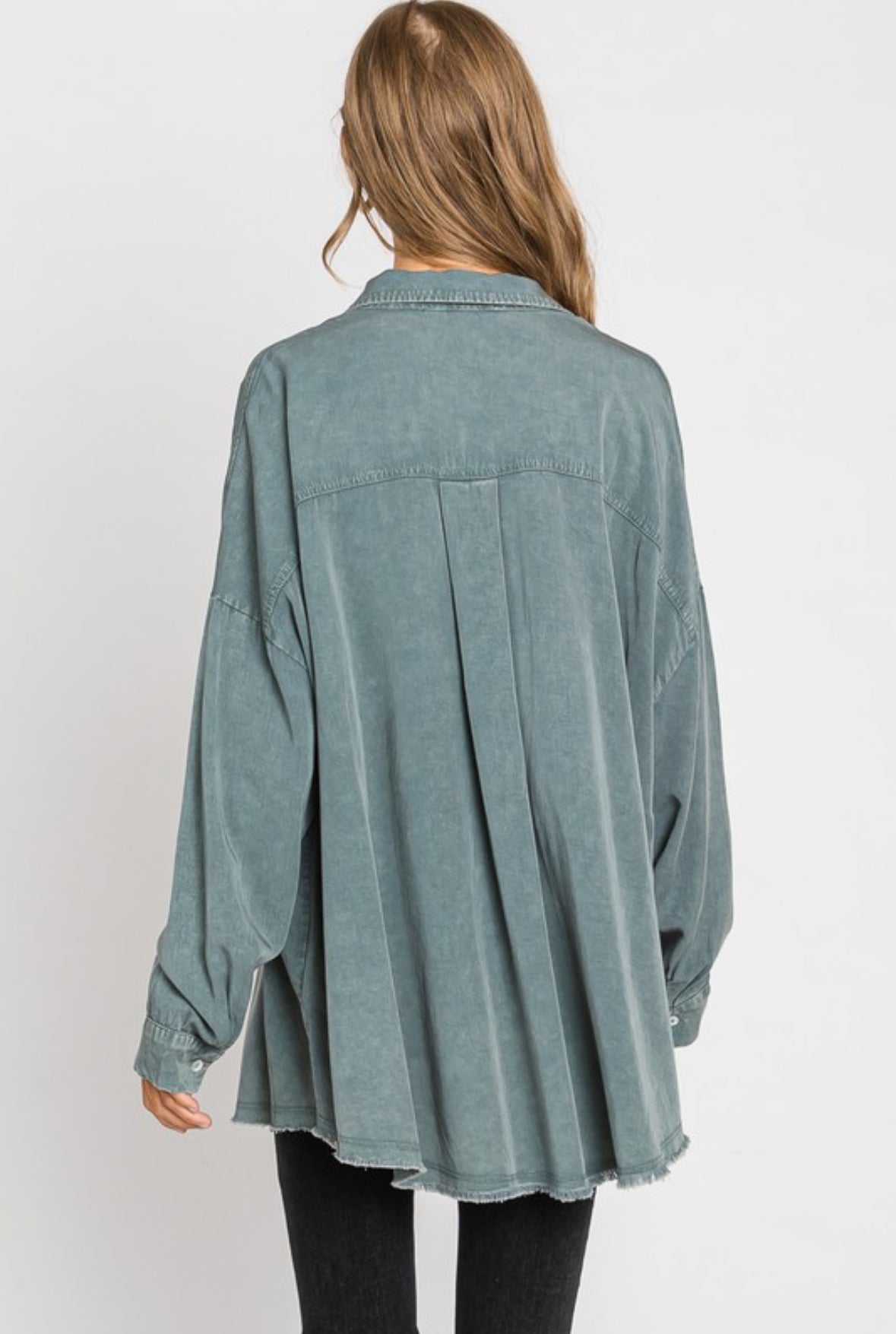 Mineral wash Botton down Shacket